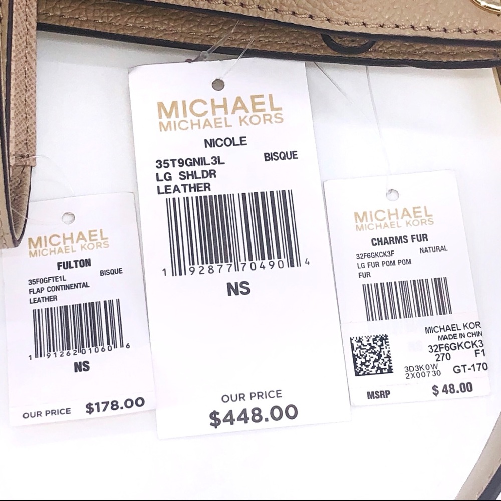 3PCS Michael Kors Nicole Shoulder Bag Wallet Charm - Picture 8 of 8